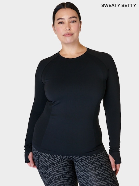 Sweaty Betty Black Athlete Seamless Workout Long Sleeve Top (E95011) | £55