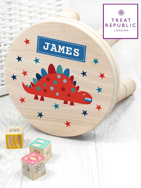 Kids Personalised Dinosaur Wooden Stool by Treat Republic (E95090) | £35