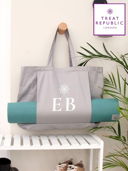 Treat Republic Grey Personalised Monogrammed Yoga Tote Bag (E95100) | £28