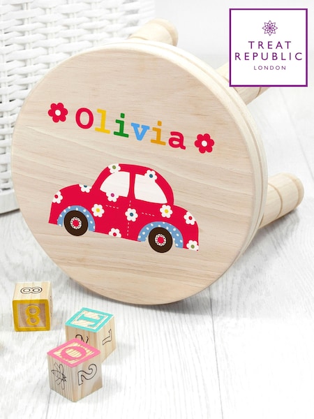 Personalised Kid’s Car Wooden Stool by Treat Republic (E95103) | £35