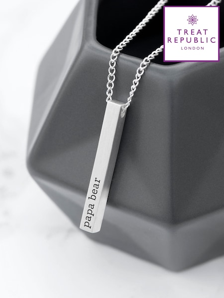 Treat Republic Mens Silver Tone Personalised Necklace (E95130) | £29