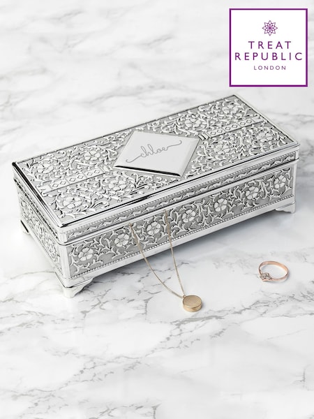 Treat Republic Silver Tone Personalised Trinket Box (E95134) | £39