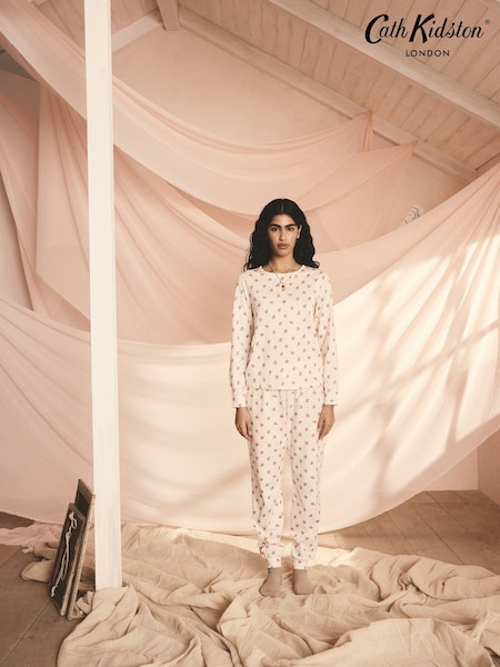 Cath Kidston Ecru Rose 100% Cotton Pyjamas Set (E95157) | £32