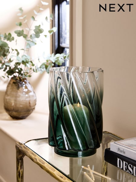 Green Ombré Glass Hurricane Candle Holder (E95167) | £18