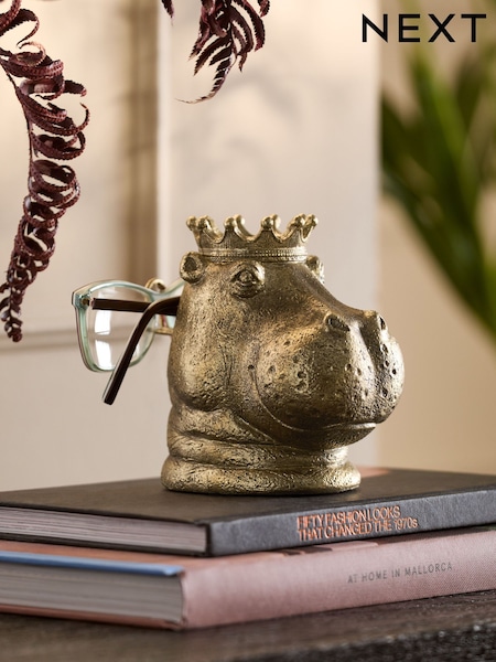 Bronze Gold Hippo Head Glasses Holder (E95190) | £12