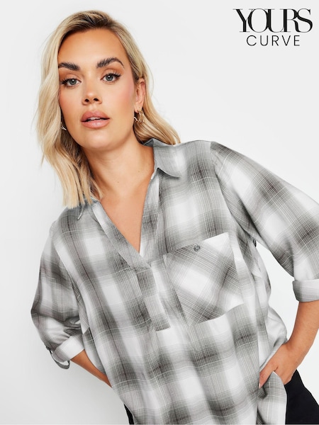 Yours Curve Black Overhead Checked Shirt (E95260) | £29