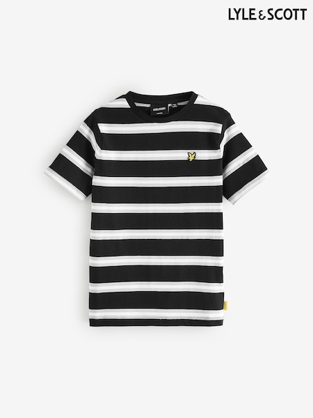 Lyle & Scott Black Boys Yarn Dye Stripe T-Shirt (E95363) | £25