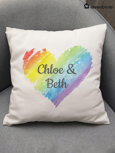 Personalised Pride Heart LGBTQ Cushion (E95389) | £23