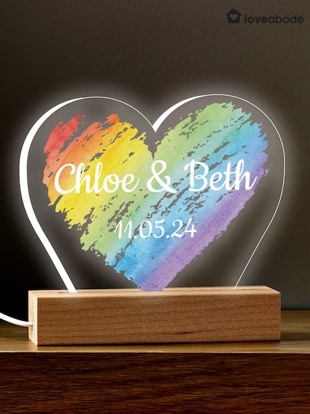 Loveabode Natural Personalised Pride Night Light (E95395) | £22