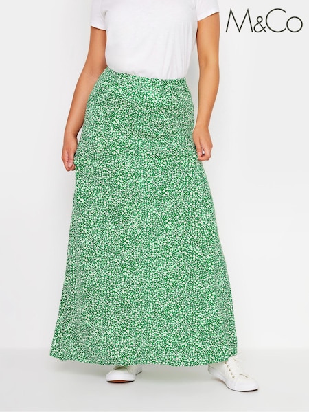 M&Co Green Ditsy Print Maxi Skirt (E95501) | £31