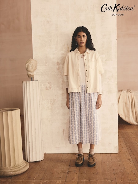 Cath Kidston Blue Floral Pleated Skirt (E95545) | £44