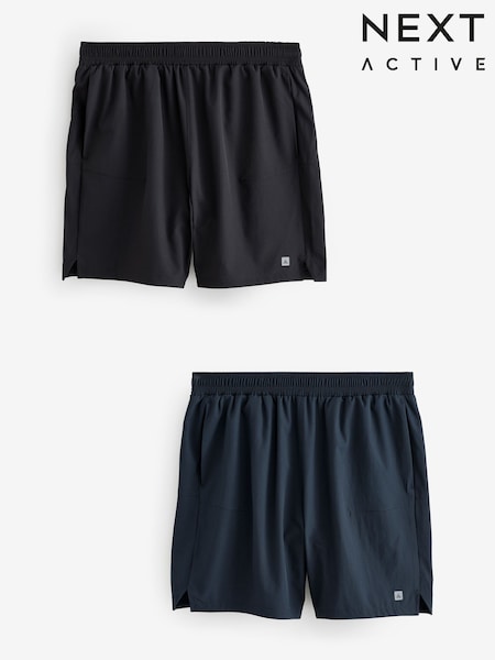 Black/Navy Blue 7 Inch Active Gym Sports Shorts 2 Pack (E95701) | £38