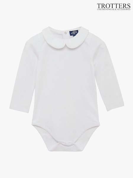 Trotters London Little Milo Piped White Bodysuit (E95725) | £28
