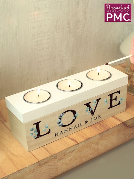 Personalised LOVE Triple Tealight Candle Holder & Storage Box by PMC (E95793) | £17