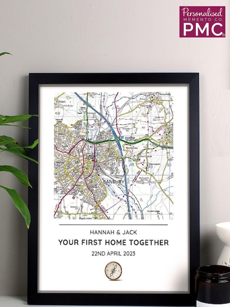 Personalised Present Day Map Framed Print by PMC (E95805) | £25