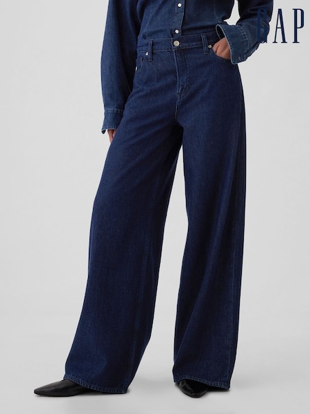 Gap Dark Blue Mid Rise UltraSoft Baggy Jeans (E95859) | £55