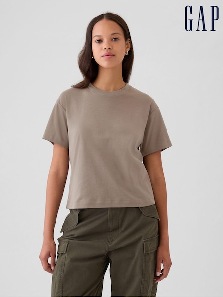 Gap Brown Crew Neck Short Sleeve Oversized T-Shirt (E95893) | £30