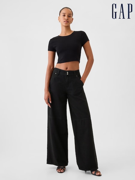 Gap Black Mid Rise UltraSoft Baggy Jeans (E95911) | £55