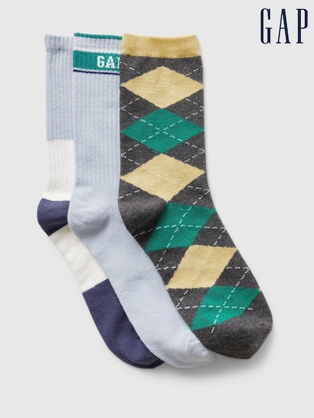 Gap Blue Kids 3 Pack Crew Socks (E95964) | £8