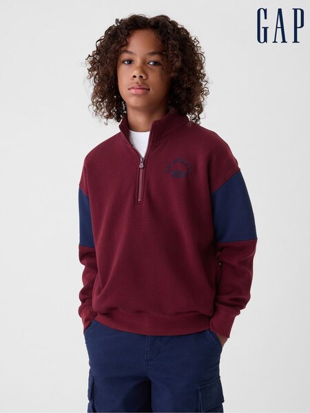 Gap Burgundy Red Half Zip Pullover (4-13yrs) (E95991) | £15