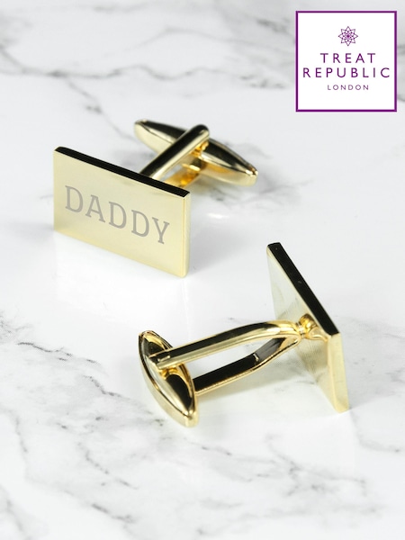 Treat Republic Gold Tone Personalised Plated Cufflinks (E96014) | £26