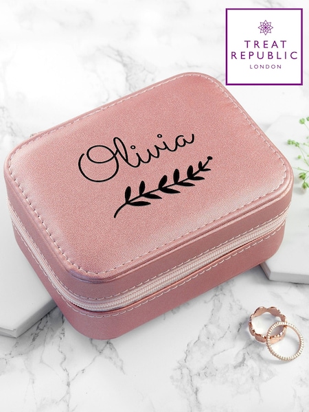 Personalised Pink Travel Jewellery Case by Treat Republic (E96017) | £28
