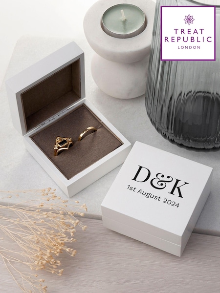 Personalised Couple’s Initials Double Ring Box by Treat Republic (E96027) | £21