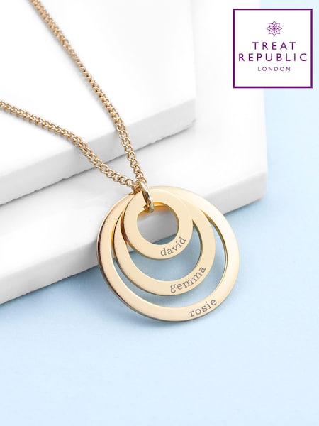 Treat Republic Silver Tone Personalised Rings Of Love Necklace (E96030) | £30