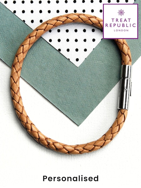 Treat Republic Personalised Woven Brown Bracelet (E96044) | £28