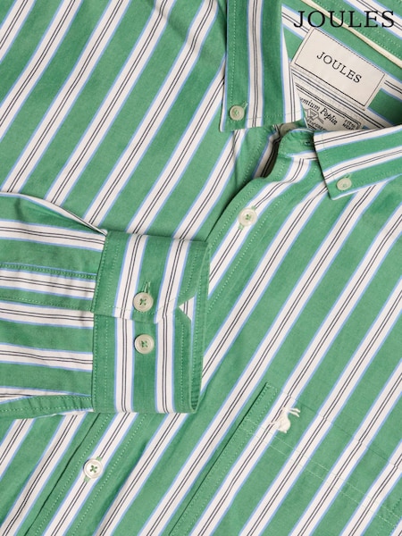 Joules Poplin Green Stripe Classic Fit Shirt (E96058) | £45