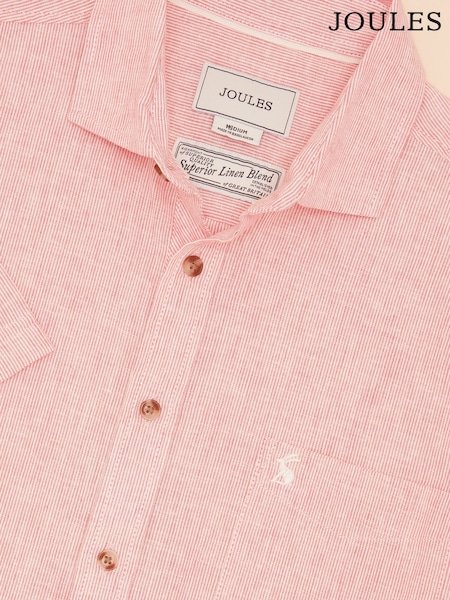 Joules Linen Blend Red Stripe Short Sleeve Shirt (E96062) | £45