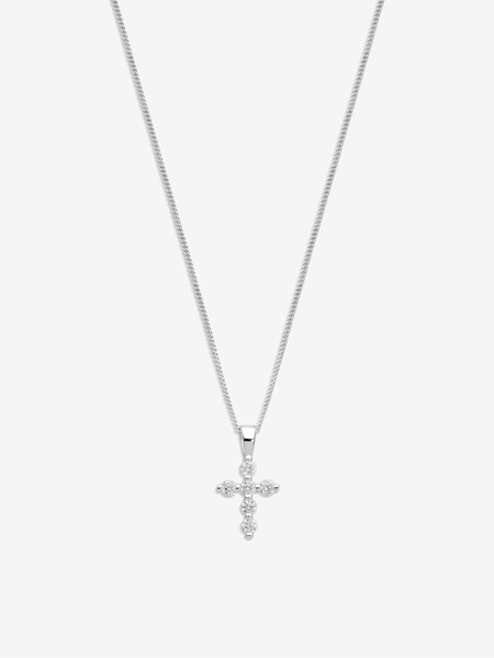 Simply Silver Silver Tone Sterling 925 Cubic Zirconia Mini Cross Pendant (E96115) | £20