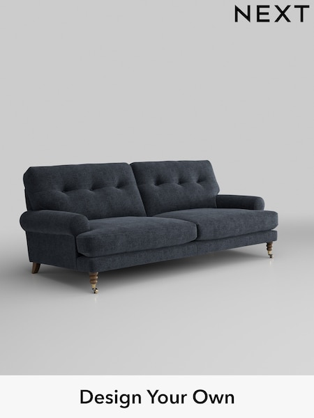 Boucle Chenille/Dark Slate Blue Erin Buttoned Back Deep Relaxed Sit (E96191) | £1,425