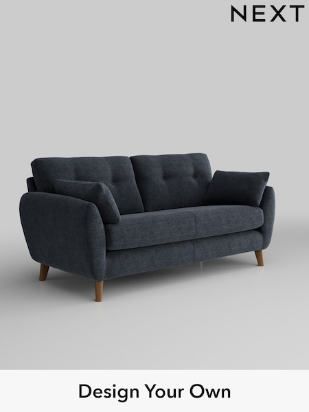 Boucle Chenille/Dark Slate Blue Wilson Buttoned Back (E96304) | £1,050