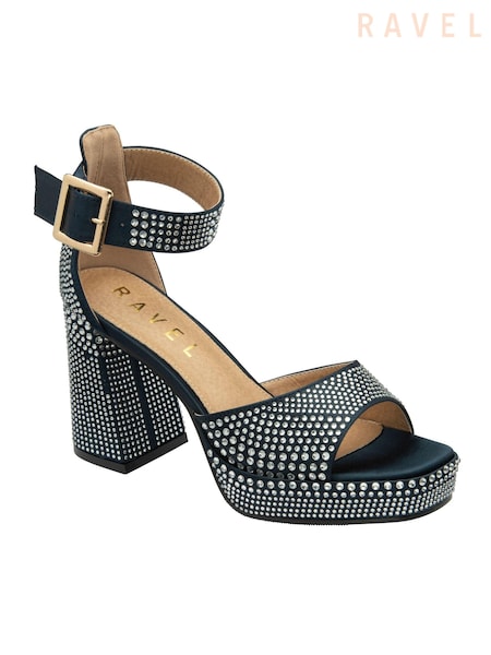 Ravel Blue Satin Heeled Sandals (E96354) | £65