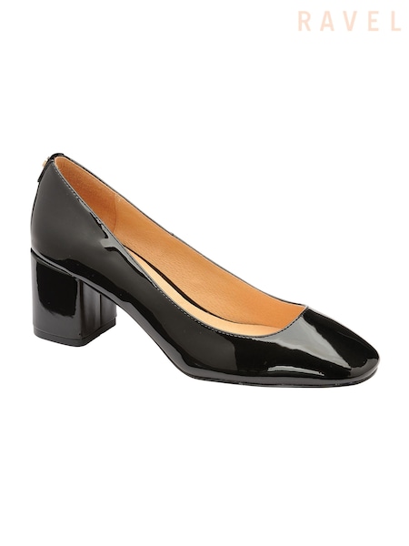 Ravel Black Patent Block-Heel Court Shoes (E96373) | £65