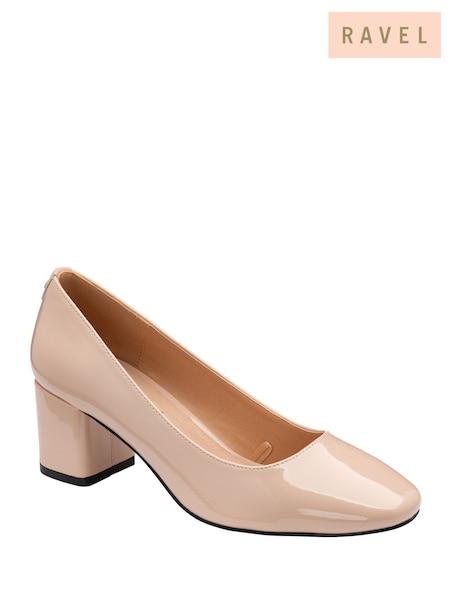 Ravel Nude Patent Block-Heel Court Shoes (E96377) | £65