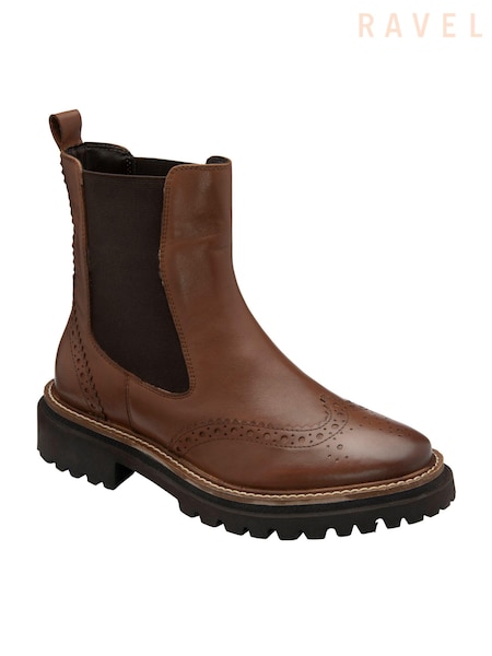 Ravel Brown Leather Chelsea Boots (E96380) | £100