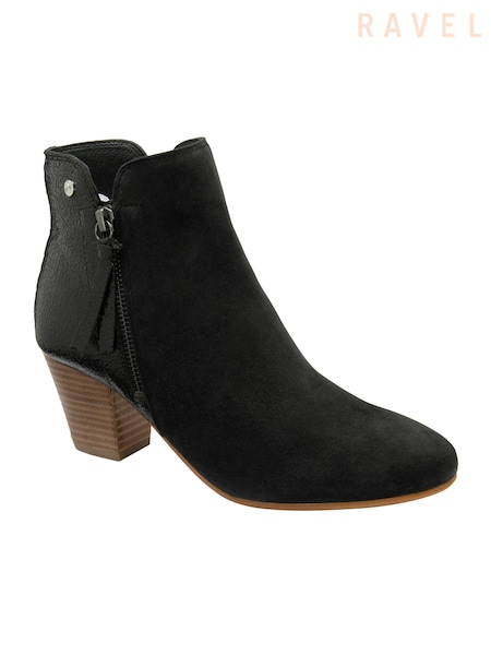Ravel Black Suede Heeled Ankle Boots (E96388) | £95