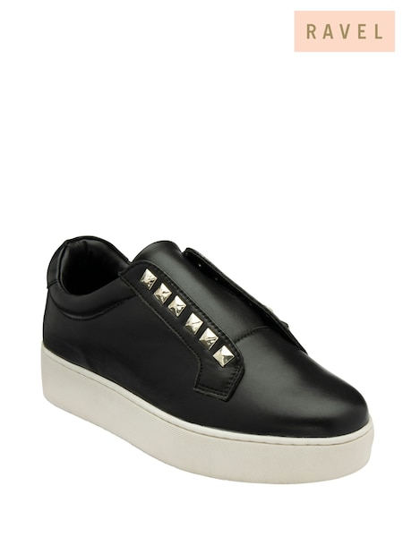 Ravel Black Leather Slip-On Trainers (E96412) | £80