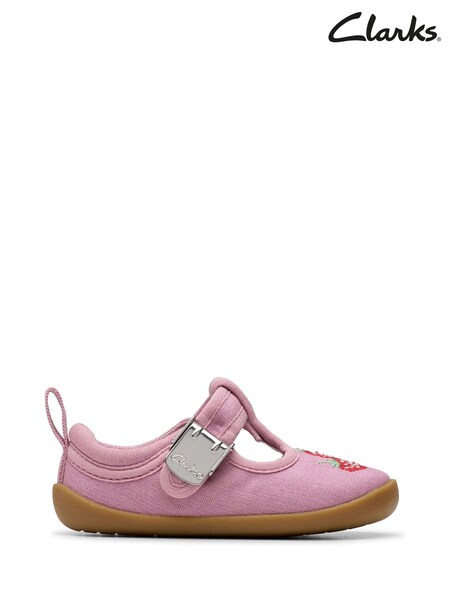 Clarks Pink Wide Fit (G) Pre-Walker Grow Toddler Canvas Shoes (E96441) | £22