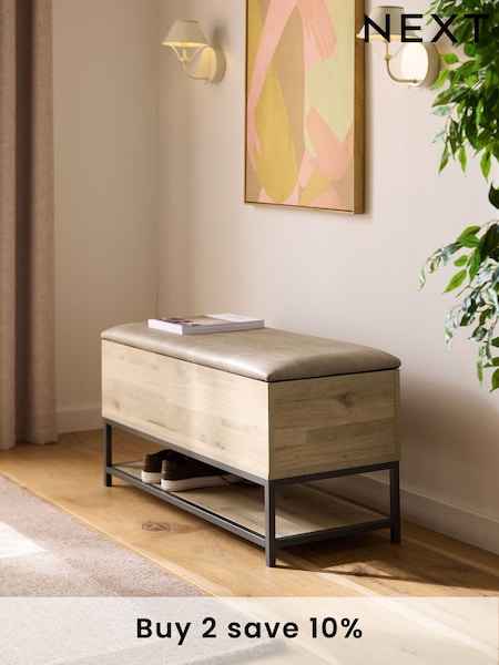Light Oak Effect Bronx Storage Ottoman Bench (E96488) | £225
