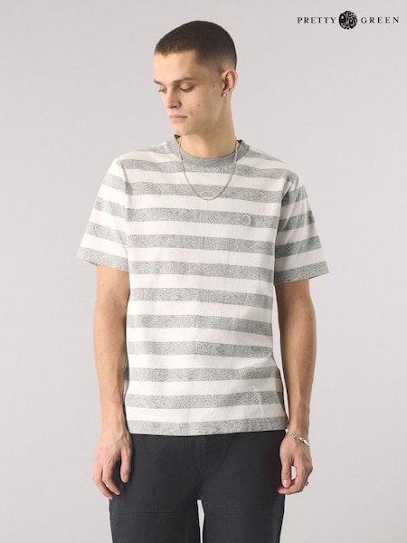 Pretty Green Eclipse Paisley Stripe T-Shirt (E96531) | £55