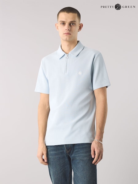 Pretty Green Islington SS Zip Polo Shirt (E96535) | £65