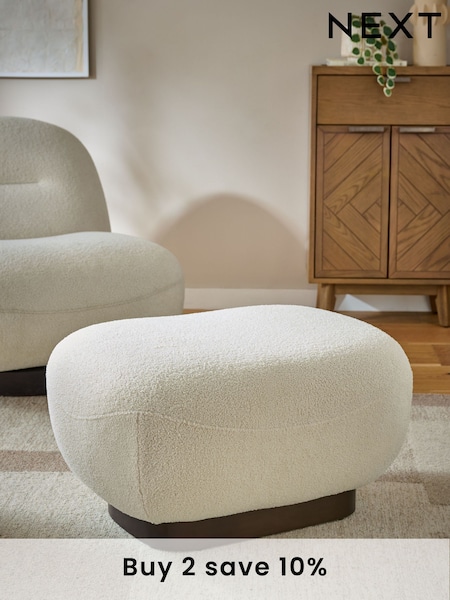 Cosy Boucle Ivory Natural Otis Footstool (E96587) | £175