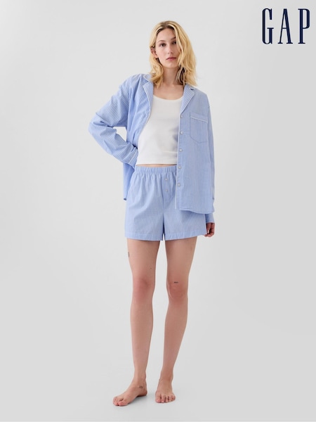 Gap Blue Stripe Short Poplin Short Pyjama Bottoms (E96608) | £17