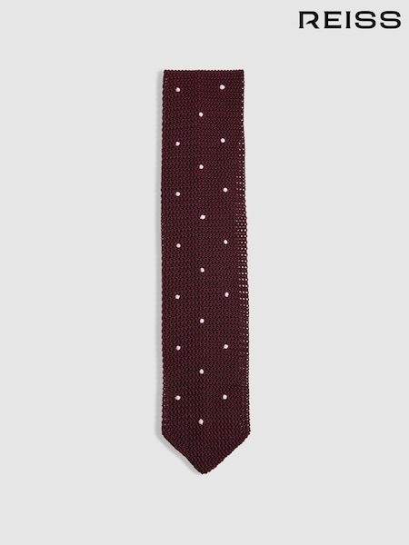 Reiss Burgundy Punto Spot Silk Knitted Pin-Dot Tie (E96681) | £78