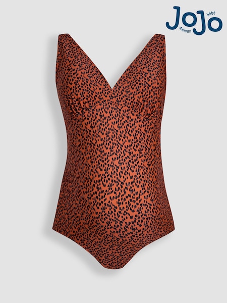 JoJo Maman Bébé Rust Maternity Animal Print V-Neck Swimsuit (E96721) | £32