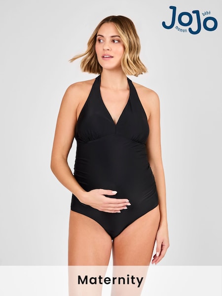 JoJo Maman Bébé Black Maternity Halterneck Swimsuit (E96729) | £35