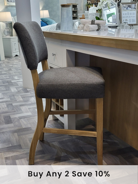 K Interiors Grey Clermont Bar Stool (E96822) | £280